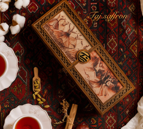 باکس چوبی کادویی زعفران و هل لوکس