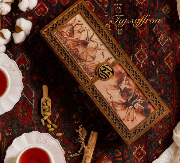 باکس چوبی کادویی زعفران و هل لوکس