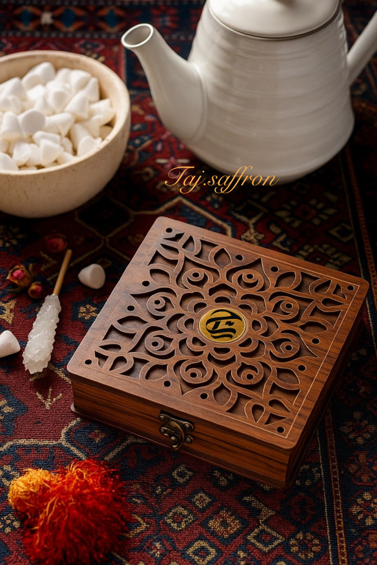باکس چوبی کادویی زعفران و هل لوکس